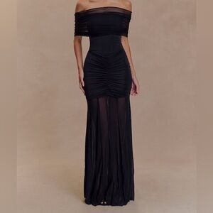 Meshki Black Strapless Ruched Dress